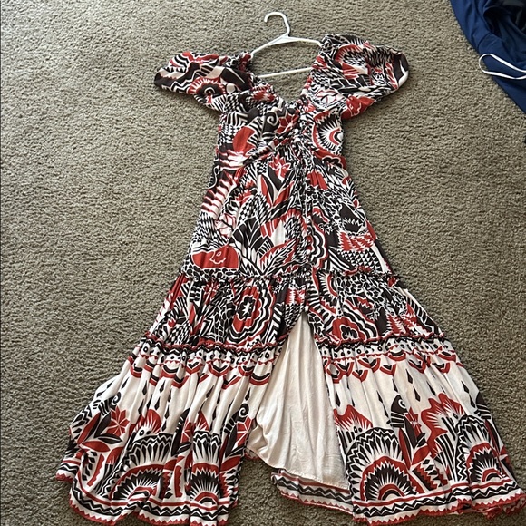 Reformation Red and Black Floral Midi Dress - Picture 1 of 2